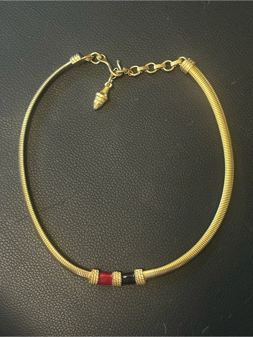 Monet Gold-Tone Choker Necklace with Red Accent Bead